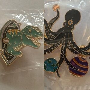 💥4/$20💥 2pc Dinosaur and Octopus Enamel Pin Set